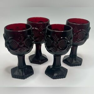 Vintage Avon 1876 Cape Cod Ruby Cordial Glasses - Set of 4